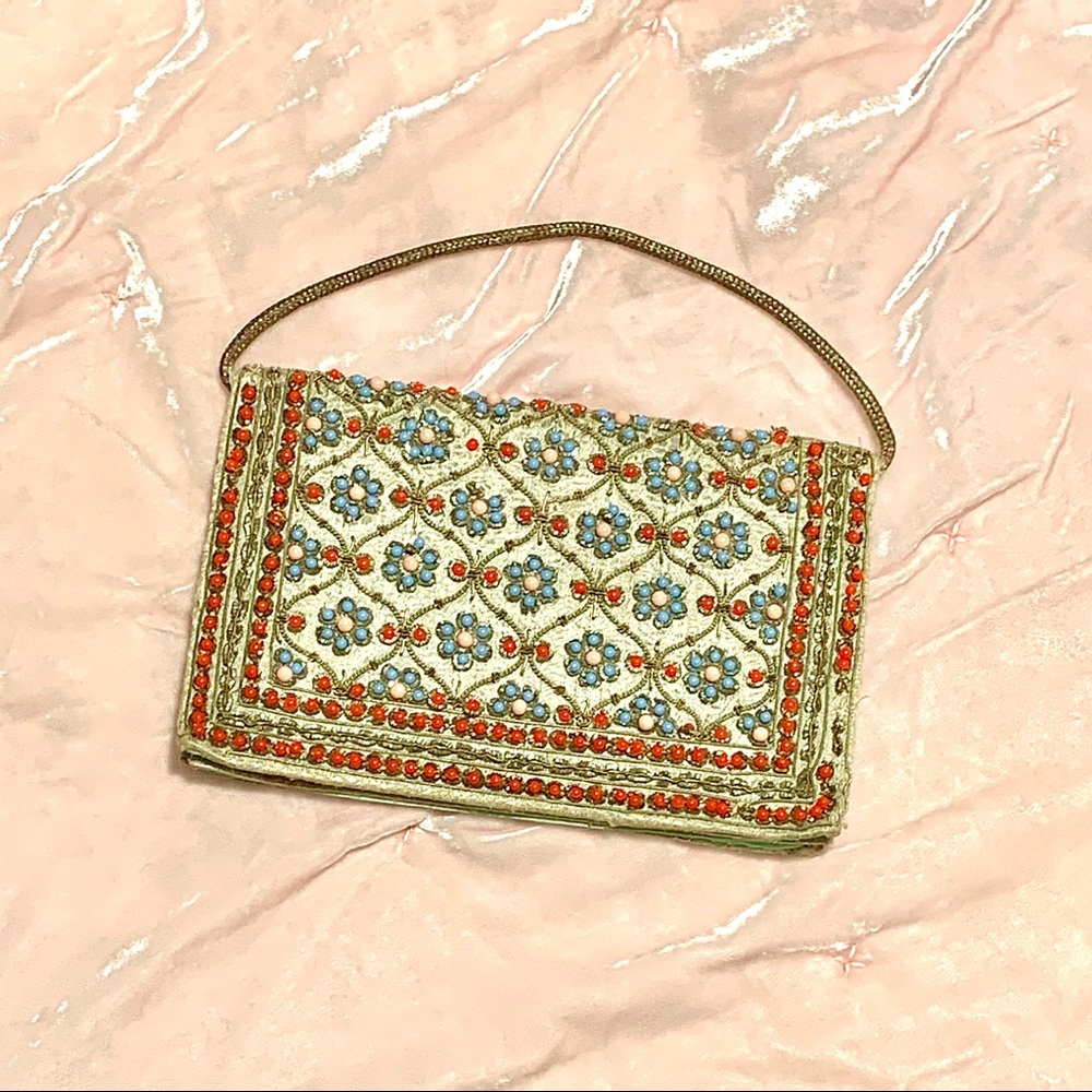 Vintage Beaded Satin/Silk Wristlet
